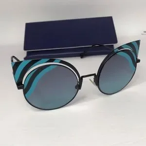 ? Auth Fendi Hypnoshine Blue-Aqua Gradient Round Sunglasses FF 0215/S 00LB/JF Fendi | Accessories | New Auth Fendi Hypnoshine Blueaqua  main image 3